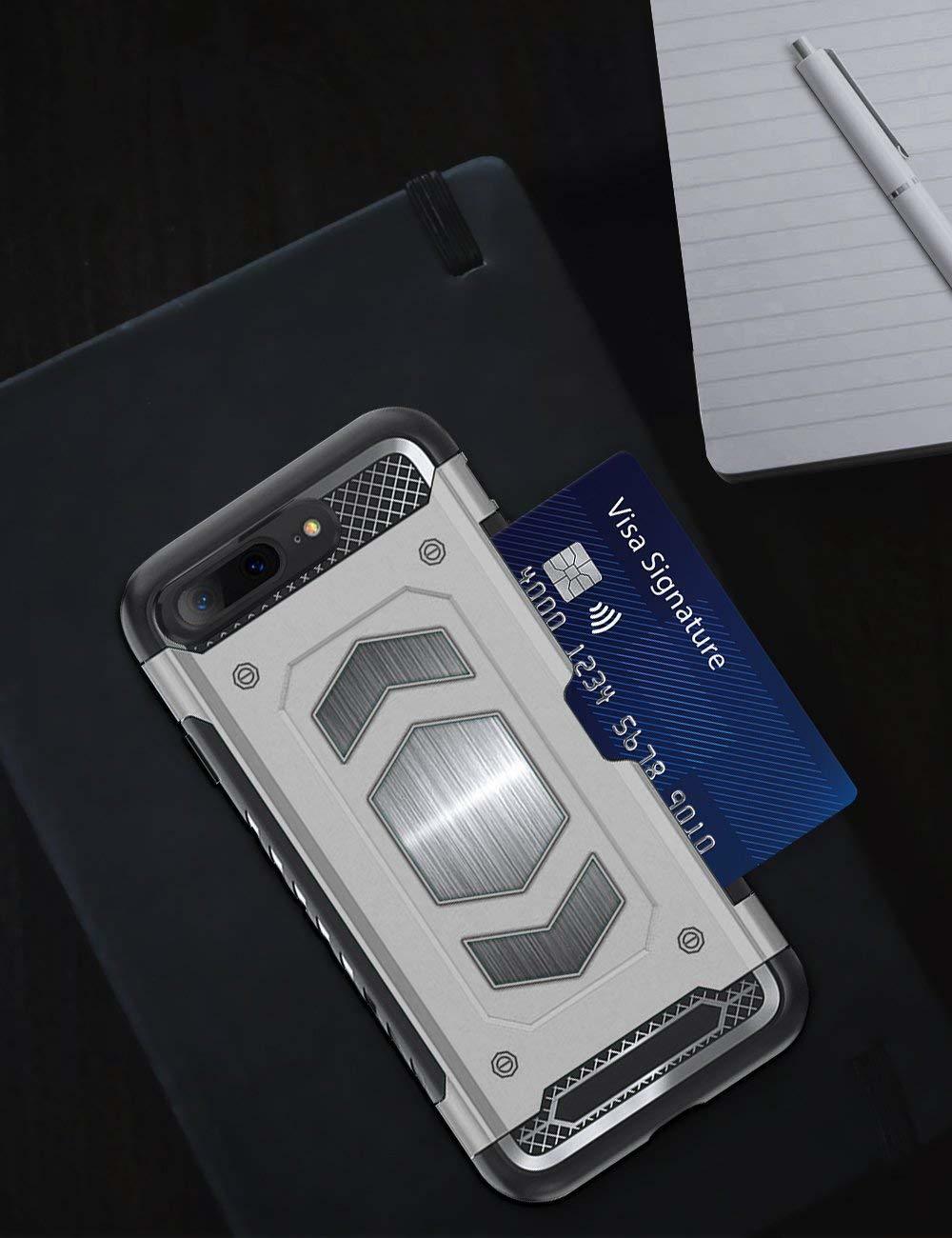 Protectores para celular  para Apple  iPhone 7 Plus / 8 Plus Funda reforzada con porta tarjeta Plateado